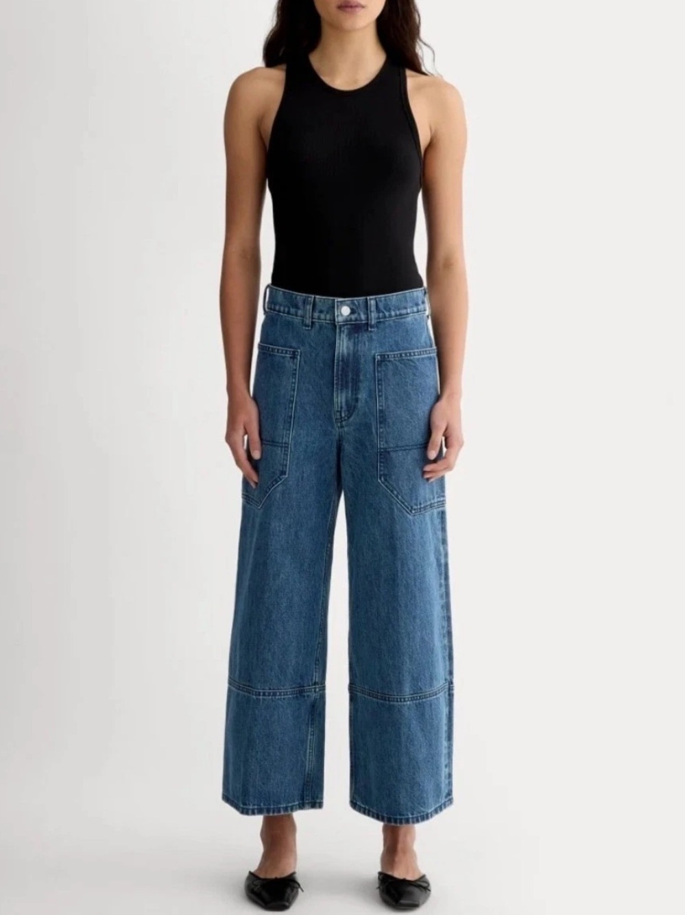 Everlane The Gardener Jean Medium Indigo Organic Cotton Wide Leg Denim 33R